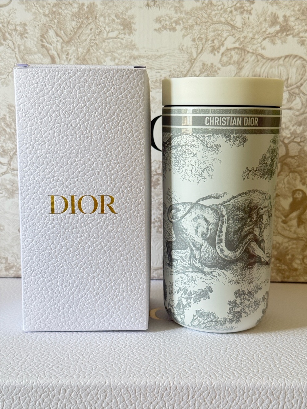 Brand new  Christian Dior Toile de Jouy insulated travel tumbler